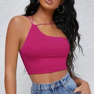 Shein BAE One Shoulder Solid Crop Top